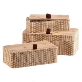Set 3 cutii depozitare bambus natur 20 x 10,5 x 5,5 cm, 23 x 13 x 7,5 cm, 26 x 15,5 x 10 cm