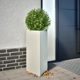 Cumpara ieftin Jardinieră de grădină, alb, 40x34,5x70 cm, oțel, triunghiulară