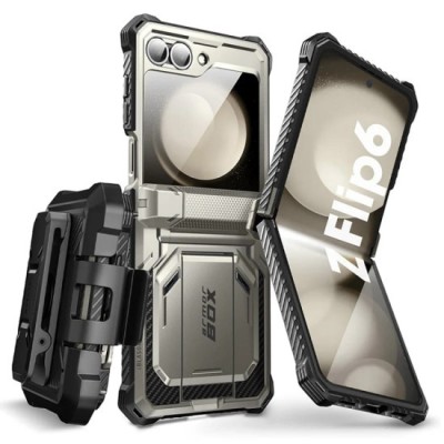 Husa pentru Samsung Galaxy Z Flip6 + Folie - I-Blason Armorbox - Titan Gray foto