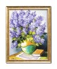 Tablou vaza cu liliac si carte, pictat manual inramat, 55x45cm ulei pe panza, Constantin Feraru