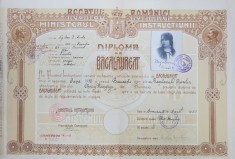 DIPLOMA DE BACALAUREAT - BUCURESTI, 1930 foto