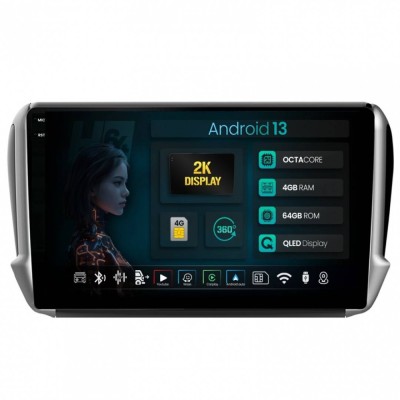 Navigatie 2K Peugeot 208 2008 (2012+) 4GB RAM Android 13 Octacore Slot Sim 4G DSP GPS Wi-FI Carplay Android Auto USB Bluetooth Waze Touchscreen 10.36 foto