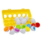 Jucarie educativa cu oua, sortator de forme si culori, 12 buc, Galben, CMCLASS