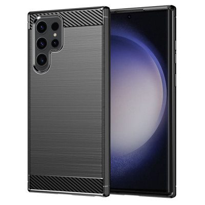 Husa pentru Samsung Galaxy S23 Ultra, Techsuit Carbon Silicone, Black foto