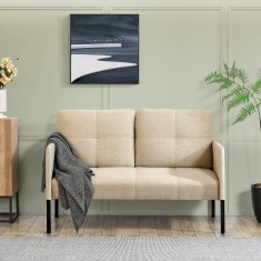 Canapea, en.casa, PXAT-1257 Reichling, 77 x 119 x 69 cm, placaj, lemn, poliester, poliuretan, metal, bej, cu 2 locuri HausGarden Leisure foto