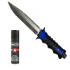 Set Supravietuire IdeallStore: Cutit Vanatoare 35cm Otel, Spray Autoaparare NATO 60ml, Teaca Inclusa
