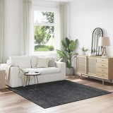 Covor shaggy vidaXL cu suport din latex gri &icirc;nchis 200x200 cm