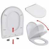 VidaXL Capac WC, &icirc;nchidere silențioasă, eliberare rapidă, alb, pătrat