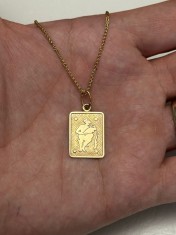 LANT + PANDANTIV AUR 14K - Placuta Zodia Varsator - Vintage - 4.2g - 300lei/gr.