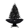 Brad de Craciun cu ninsoare si baza umbrela, negru, 140 cm, PVC