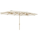 Outsunny Umbrelă de Soare cu Două Fețe și M&acirc;ner cu Manivelă Ușor de Utilizat, 455x265x238 cm, Bej | Aosom Romania