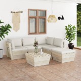 vidaXL Set mobilier grădină din paleți cu perne, 6 piese, lemn molid 3063554