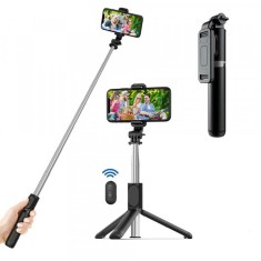 Selfie Stick Bluetooth Techsuit Q01, Universal, Negru foto