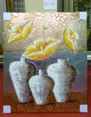 Tablou pictat manual pe panza in ulei Vaza cu Flori foto