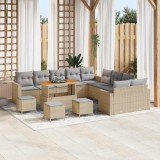 VidaXL Set de canapea de grădină cu 14 piese și perne bej din rattan sintetic și lemn de acacia.