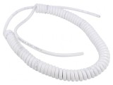 Cablu spiralat 2x0,75mm2 neecranat PUR alb 0,5m