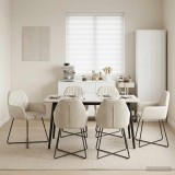 Cumpara ieftin Scaune de dining 6 buc. Catifea Crem 55 x 50 x 84 cm