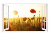 Sticker decorativ, Fereastra 3D, Maci, 85 cm, 302STK, natura si peisaje