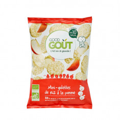 Mini biscuiti bio cu orez expandat si mar, +10 luni, 400 gr, Good Gout