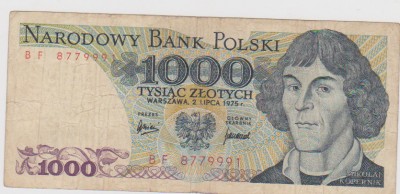 1000 ZLOTI 1975 POLONIA /F foto