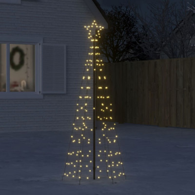 vidaXL Con de lumină brad de Crăciun cu 220 LED-uri, alb cald, 180 cm foto