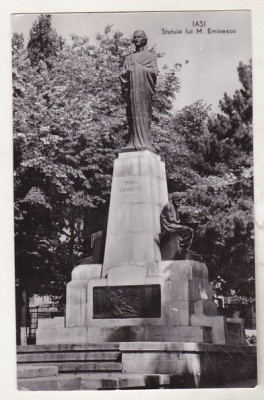 bnk cp Iasi - Statuia lui M Eminescu - uzata foto