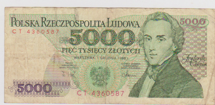 5000 ZLOTI 1988 /POLONIA /F