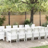 VidaXL Set de masă pentru grădină 15 pcs Alb Ratan Polt