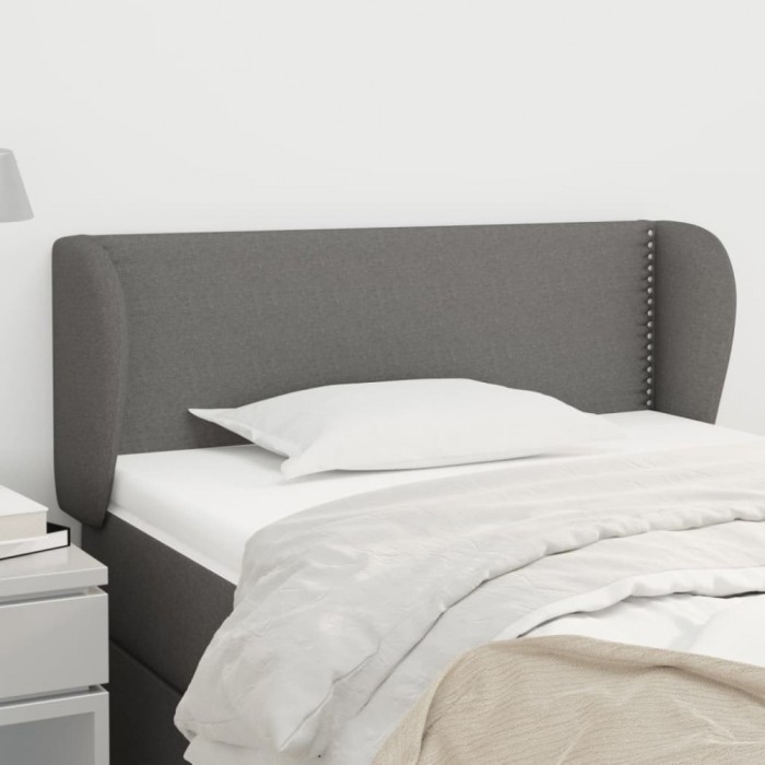 vidaXL Tăblie de pat cu aripioare gri &icirc;nchis 93x23x78/88 cm textil 3116987