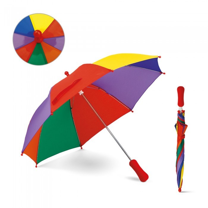 Umbrela de Poliester Colorata Pentru Copii, cu Deschidere Manuala si Maner, 55 cm