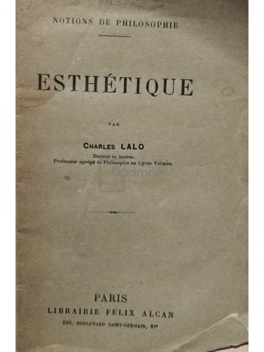 Charles Lalo - Esthetique (editia 1925)