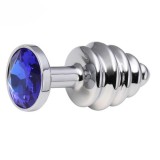 Dildo anal metalic Rosy L Plug with Blue Diamond