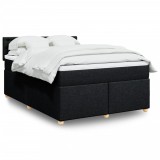 VidaXL Pat box spring cu saltea, negru, 160x200 cm, textil