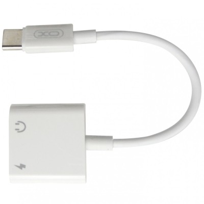 Adaptor XO-NB172D mufa Type C la Type C (incarcare) si jack 3.5 mm (conectare casti) alb foto