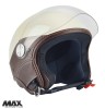 Casca open face pentru scuter - motocicleta (demi-jet) Max Helmets model DJ06 LS Vision (V2B) culoare: crem lucios/maro (PLM) &ndash; 100% MADE IN ITALY XL