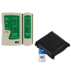 Tester cablu de retea LAN RJ 45 si RJ 11, baterie 9V si husa inclusa