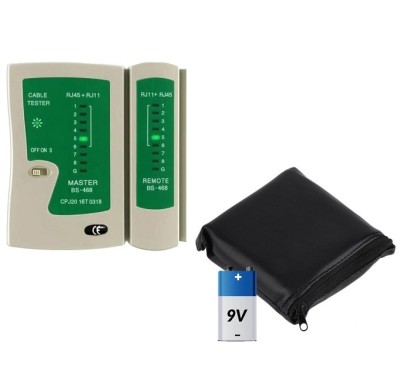 Tester cablu de retea LAN RJ 45 si RJ 11, baterie 9V si husa inclusa foto