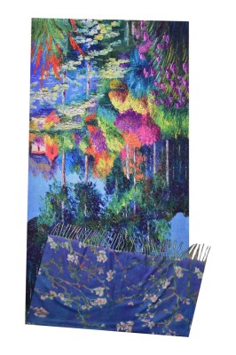 Fular tip esarfa pictata multicolor 1 , Dacali, casmir , 01 albastru foto