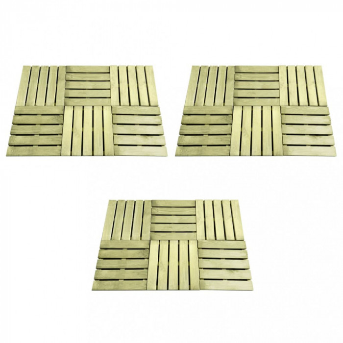 vidaXL Plăci de pardoseală, 18 buc., verde, 50 x 50 cm, lemn 276431