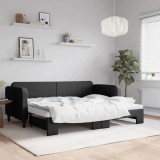 vidaXL Pat de zi cu extensie, negru, 80x200 cm, textil
