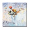 Tablou pictat manual, Vaza cu flori, 50x50cm ulei pe panza in cutit efect 3D
