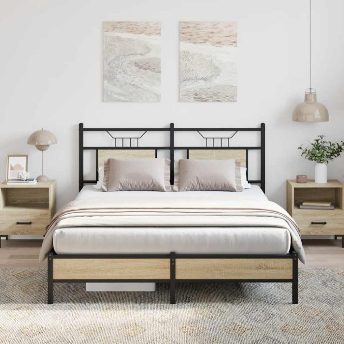 Gossi cadru pat fara saltea stejar sonoma, 140x190 cm, lemn prelucrat