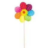 Moară de v&acirc;nt decorativă, 7 petale, Lemn, Multicolor, 56cm, CMCLASS