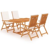 vidaXL Set mobilier de grădină cu perne, 5 piese, lemn masiv de tec
