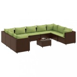 Cumpara ieftin Set mobilier de gradina cu perne, 10 piese, maro, poliratan
