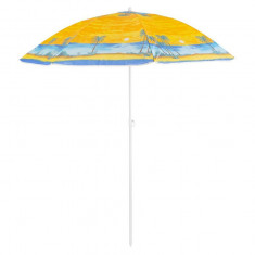 Umbrela plaja, Strend Pro, cu manivela, model insula, galben, 180 cm