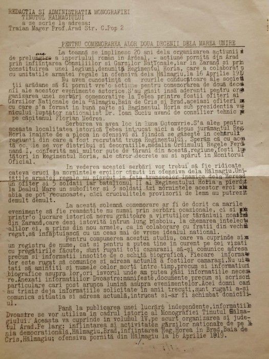 Documente pentru cartea Ținutul Hălmagiului, de Traian Mager, din anul 1938