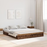 vidaXL Cadru de pat cu depozitare cu sertar cu headboard Lemn vechi 180 x 200 cm