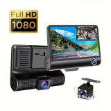 Cumpara ieftin Pachet Camera auto DVR tripla, Full HD 1080P, Unghi de 170*, G Sensor, ecran 4&quot;, inregistrare in bucla