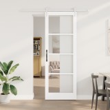 Set Ușă Glisantă vidaXL cu Hardware Alb 83x232 cm Lemn Masiv de Pin, Ușă Interioară vidaXL cu Sticlă &#039;ORKDAL&#039;Albă 83x232x4 cm